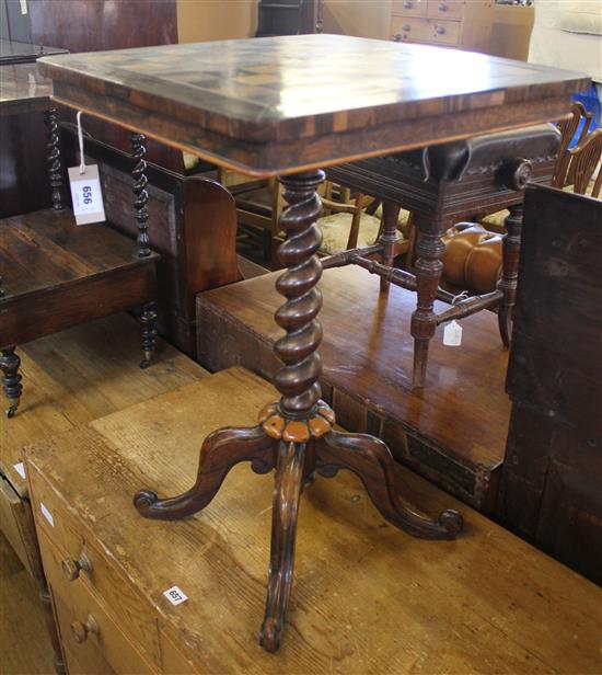 An early 19th century rosewood chessboard top wine table, W.1ft 7.25in.